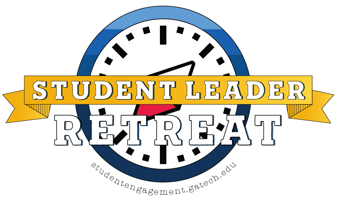 A compass with text laid over top reading "Student Leader Retreat"