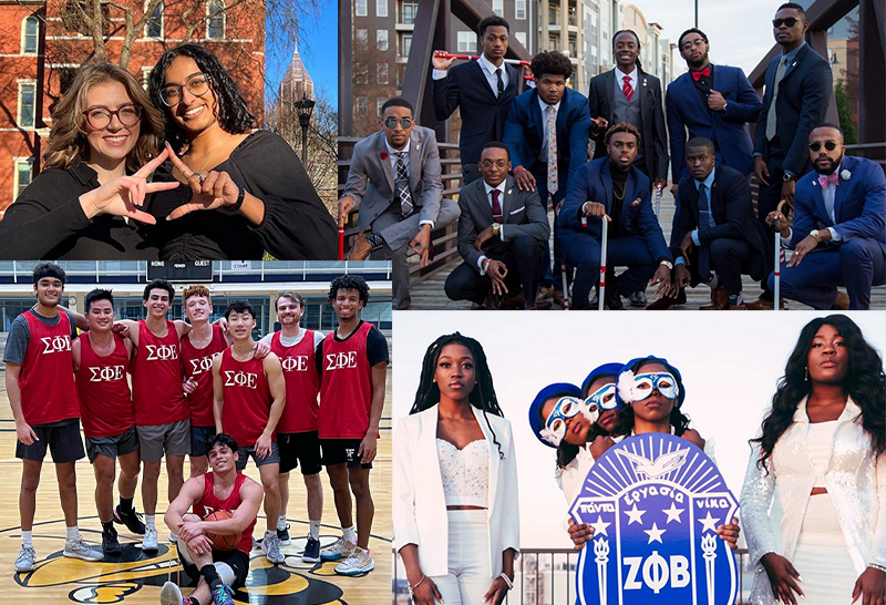 Collage of four GT fraternity and sorority organizations.